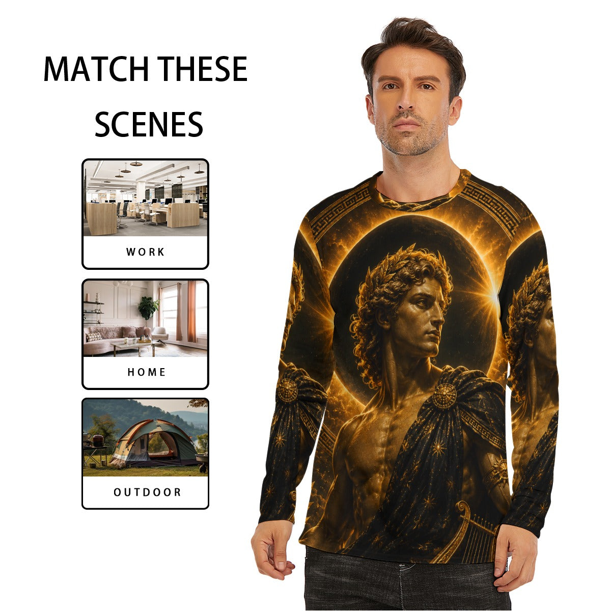 Apollo in the Golden Eclipse — All-Over Print Long Sleeve T-Shirt