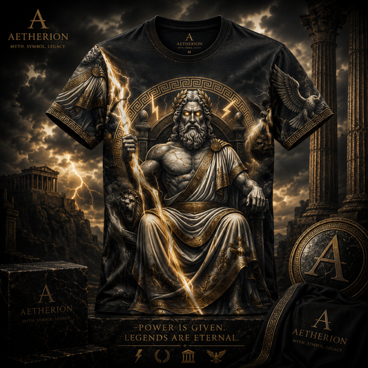 Zeus of Olympus — Divine Thunder All-Over Print T-Shirt