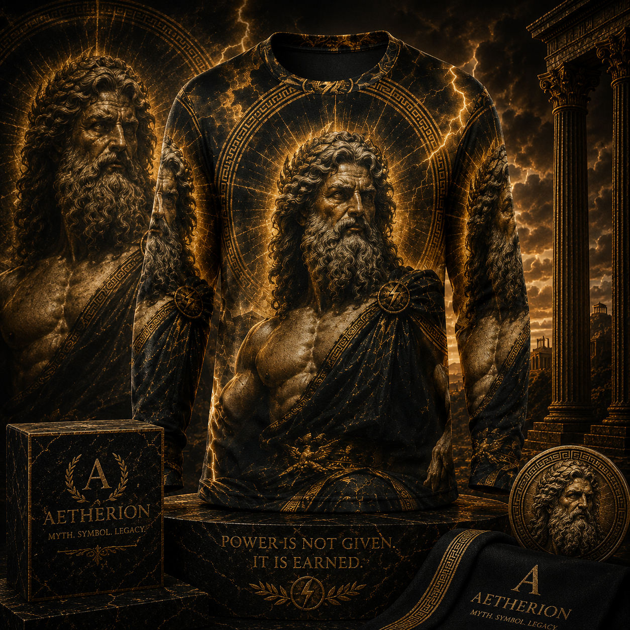Zeus of Olympus — Divine Thunder Long Sleeve T-Shirt