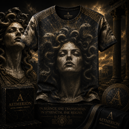 Medusa of Eternal Night — Mythological Greek All-Over Print T-Shirt
