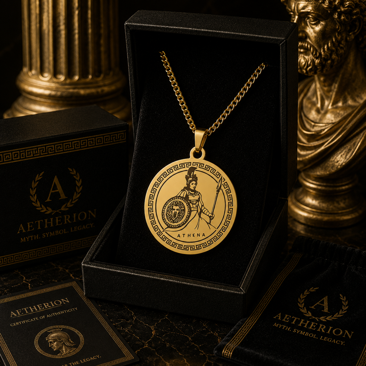 Athena & Medusa Shield Pendant