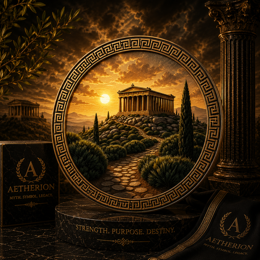 Greek Temple Sunset Metal Wall Art