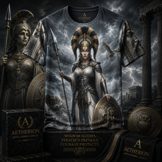 Athena of Divine Wisdom — All-Over Print Mythological Greek T-Shirt
