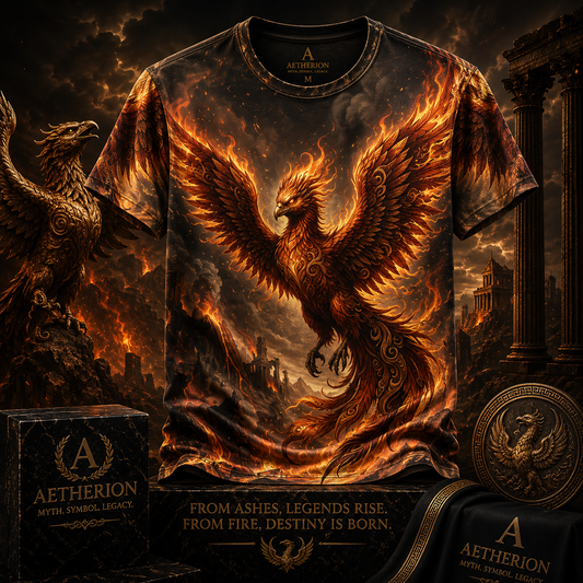 Phoenix of Eternal Rebirth — All-Over Print Mythic T-Shirt