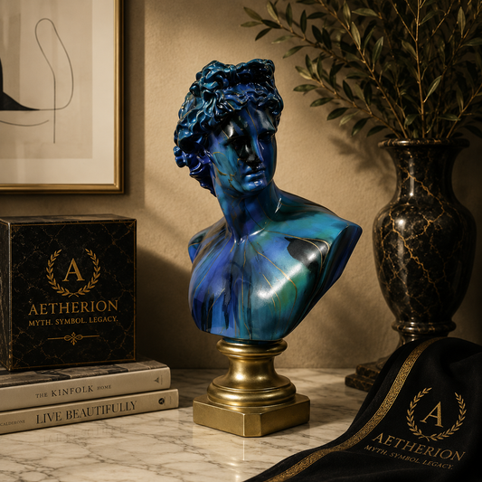 Apollo Blue & Gold Bust Sculpture