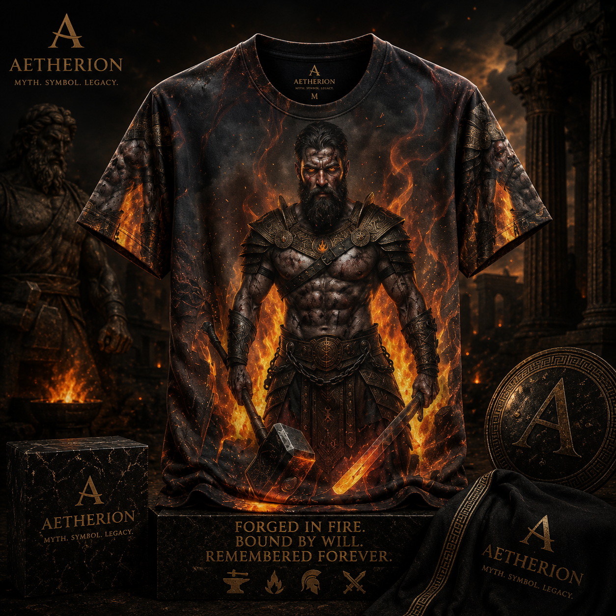 Hephaestus — Forge of the Gods All-Over Print T-Shirt