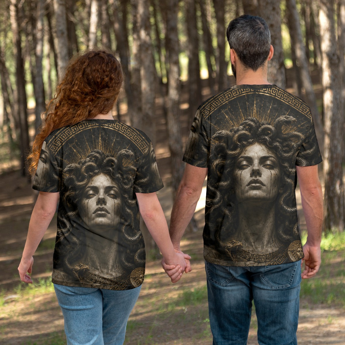 Medusa of Eternal Night — Mythological Greek All-Over Print T-Shirt