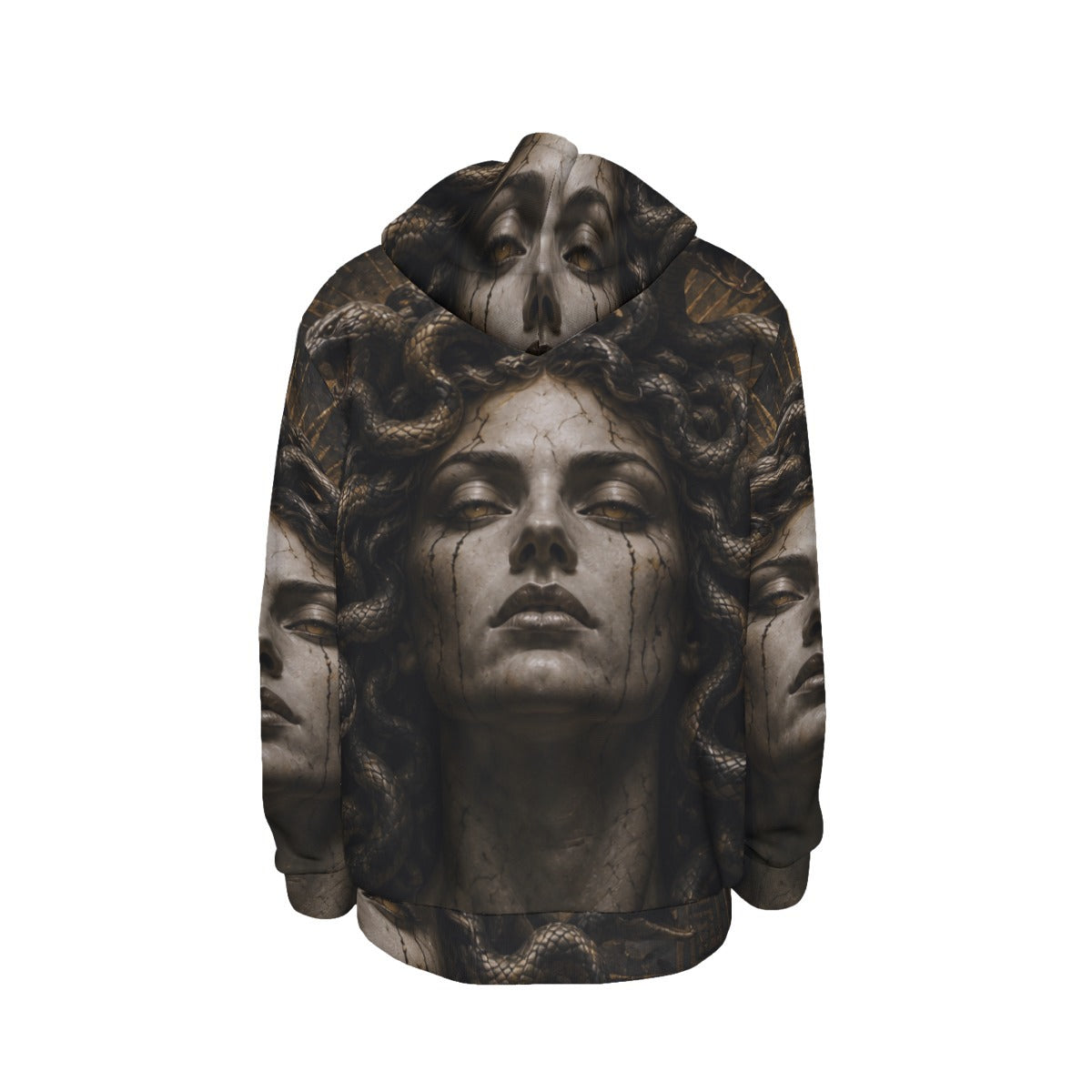 Medusa of Eternal Shadow — All-Over Print Men's Thickened Pullover Hoodie