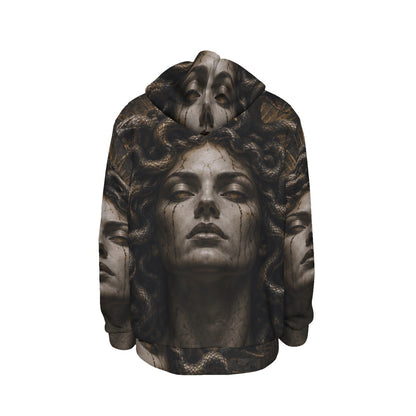 Medusa of Eternal Shadow — All-Over Print Men's Thickened Pullover Hoodie