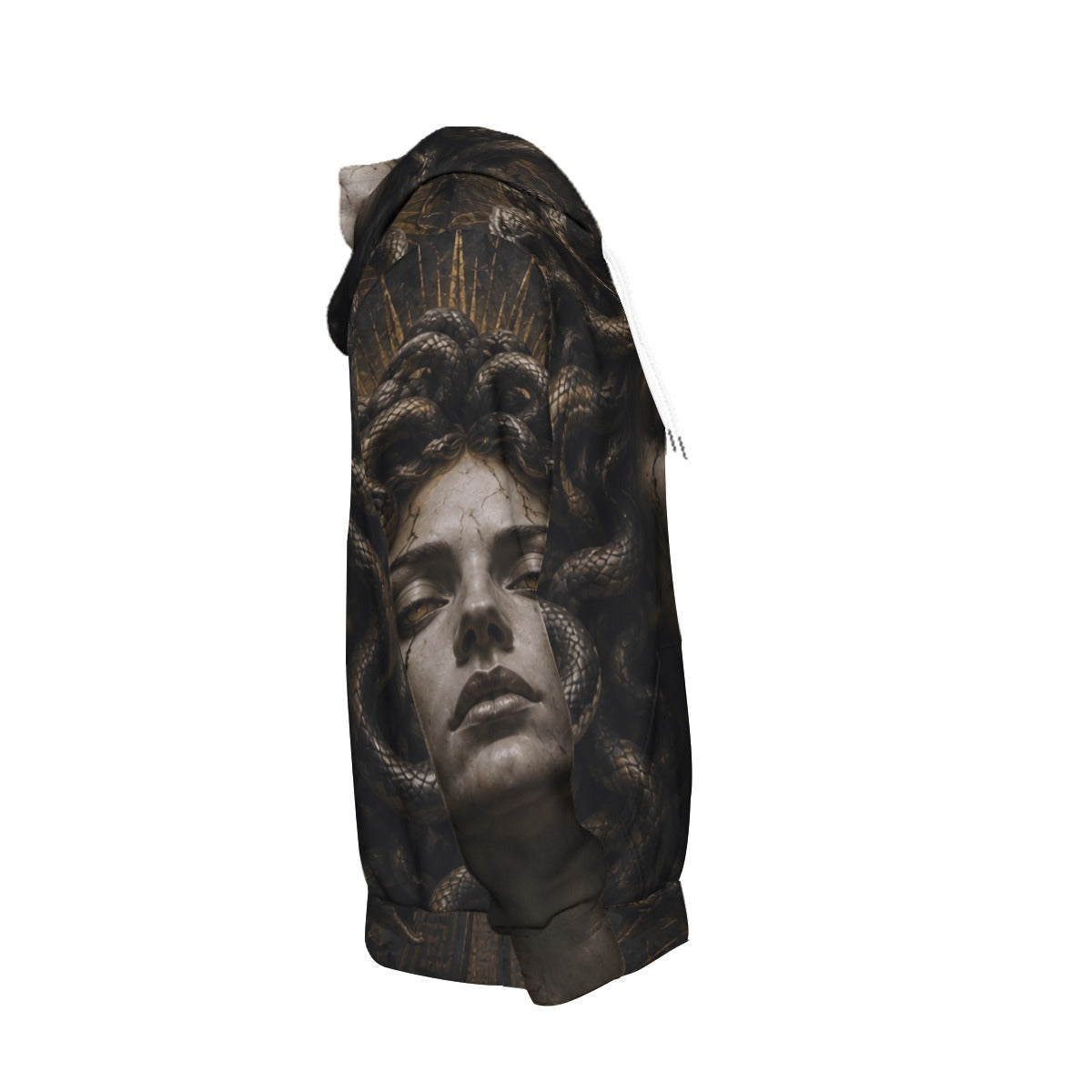 Medusa of Eternal Shadow — All-Over Print Men's Thickened Pullover Hoodie