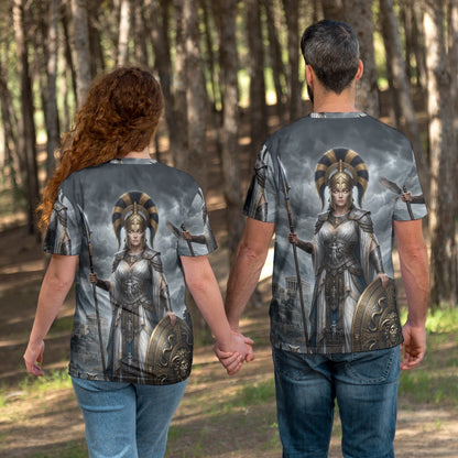 Athena of Divine Wisdom — All-Over Print Mythological Greek T-Shirt