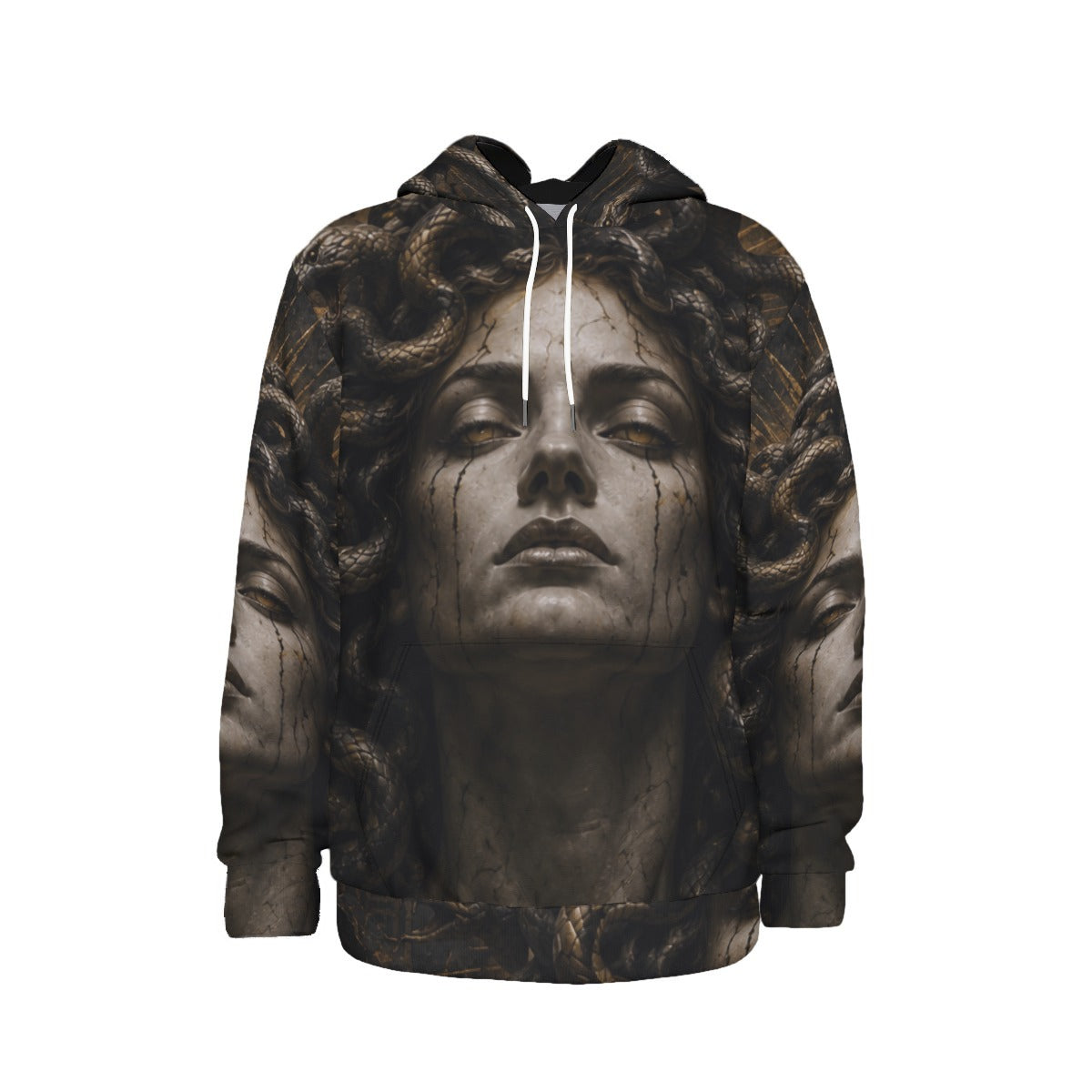 Medusa of Eternal Shadow — All-Over Print Men's Thickened Pullover Hoodie