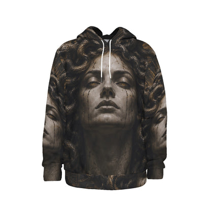 Medusa of Eternal Shadow — All-Over Print Men's Thickened Pullover Hoodie