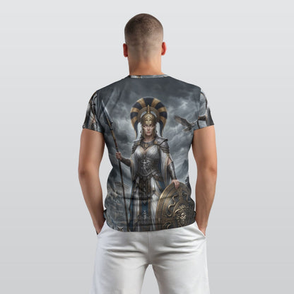 Athena of Divine Wisdom — All-Over Print Mythological Greek T-Shirt