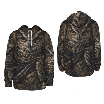 The Owl of Wisdom — All-Over Print Thicken Pullover Hoodie