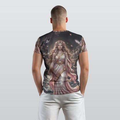Aphrodite of Eternal Beauty — All-Over Print Mythological Greek T-Shirt
