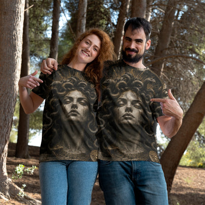 Medusa of Eternal Night — Mythological Greek All-Over Print T-Shirt