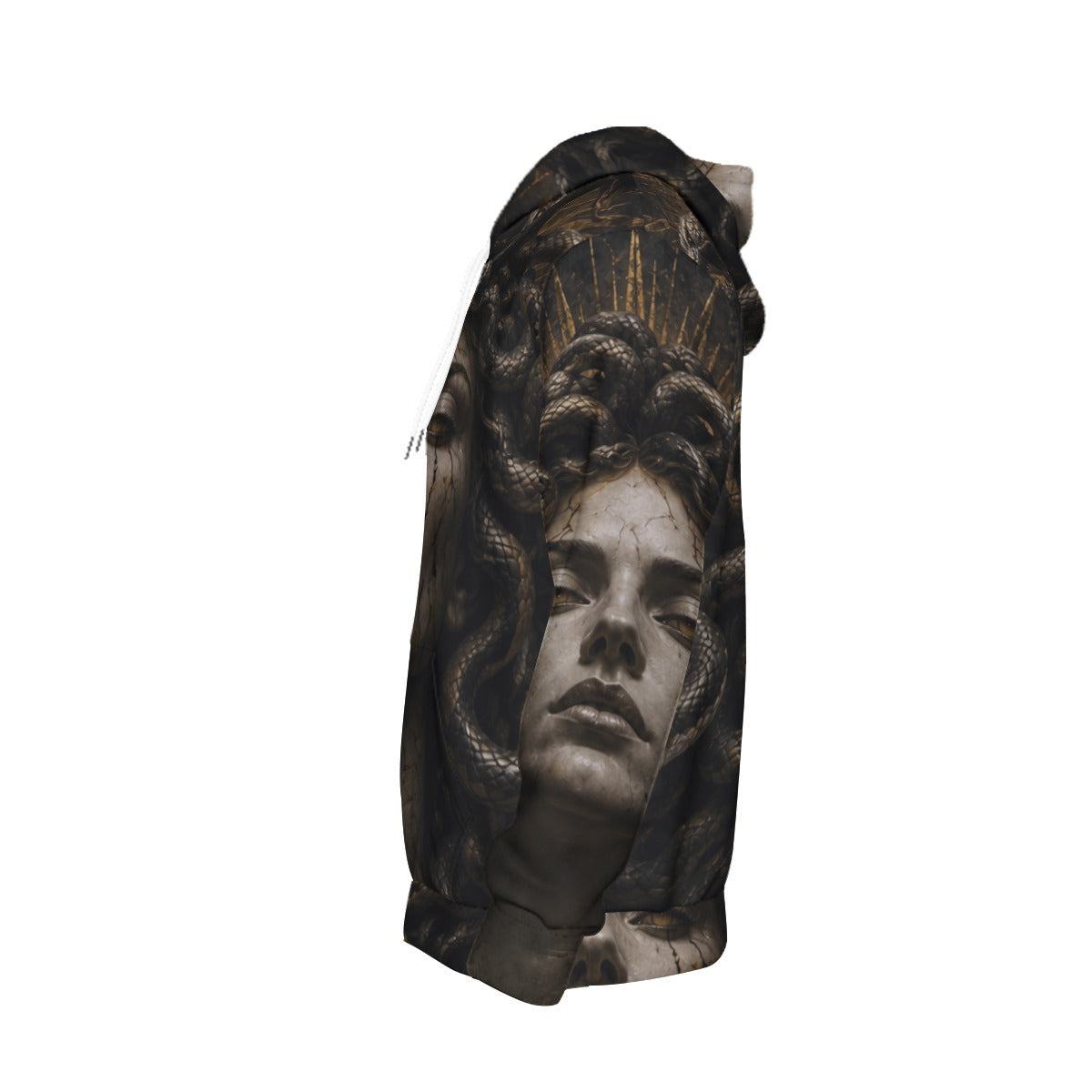 Medusa of Eternal Shadow — All-Over Print Men's Thickened Pullover Hoodie