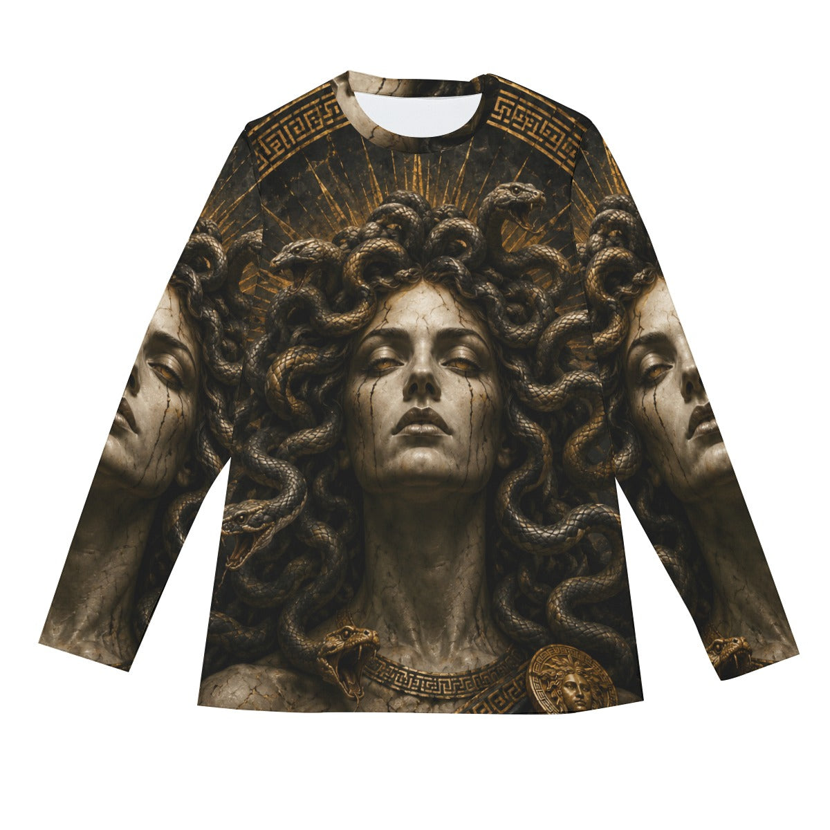 Medusa of the Eternal Gaze — All-Over Print Long Sleeve T-Shirt
