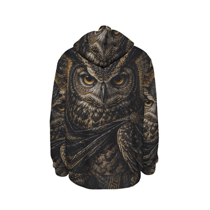 The Owl of Wisdom — All-Over Print Thicken Pullover Hoodie