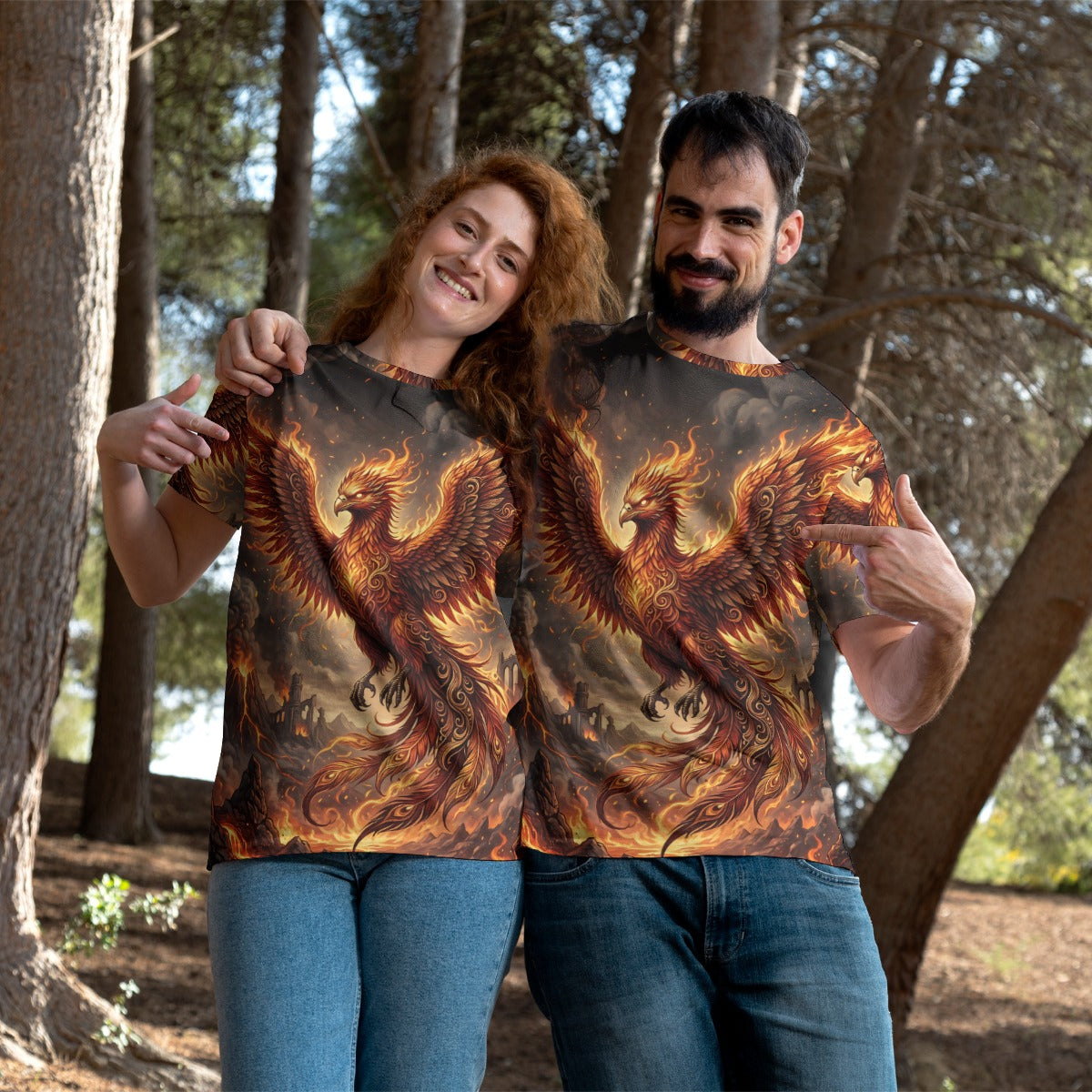 Phoenix of Eternal Rebirth — All-Over Print Mythic T-Shirt