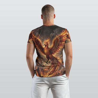 Phoenix of Eternal Rebirth — All-Over Print Mythic T-Shirt