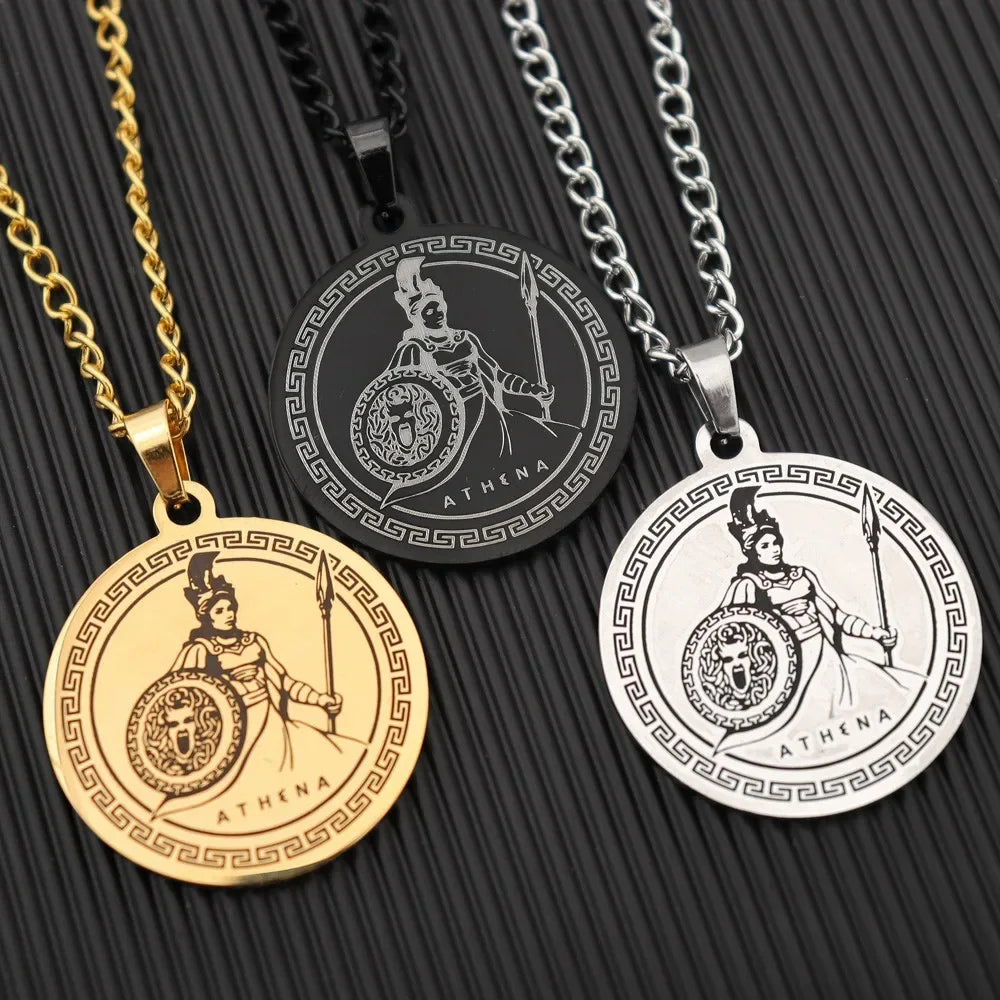 Athena & Medusa Shield Pendant