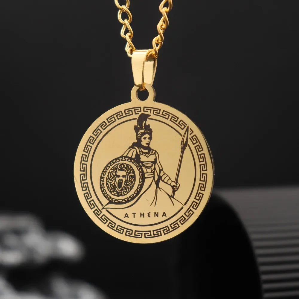 Athena & Medusa Shield Pendant