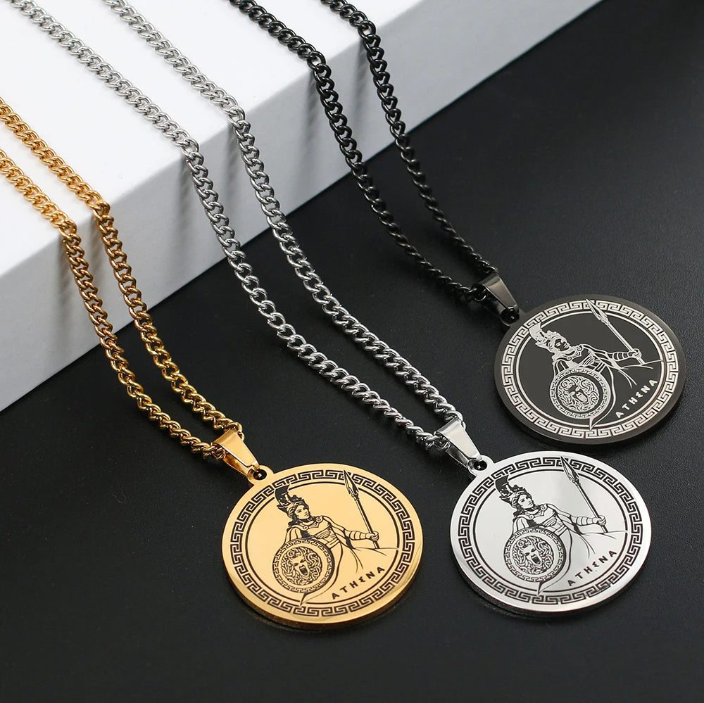 Athena & Medusa Shield Pendant