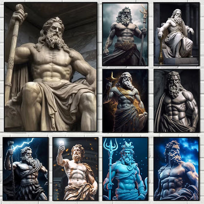 Zeus Abstract Mythology Canvas Wall Art