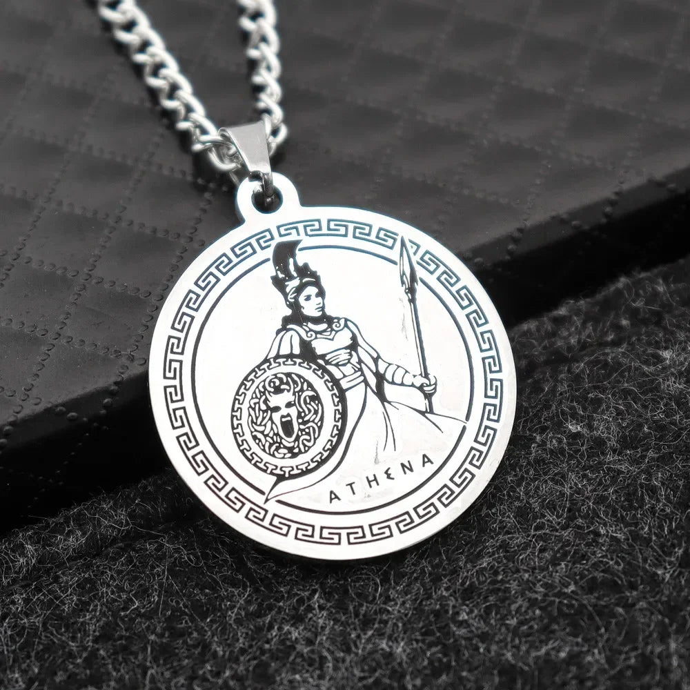 Athena & Medusa Shield Pendant