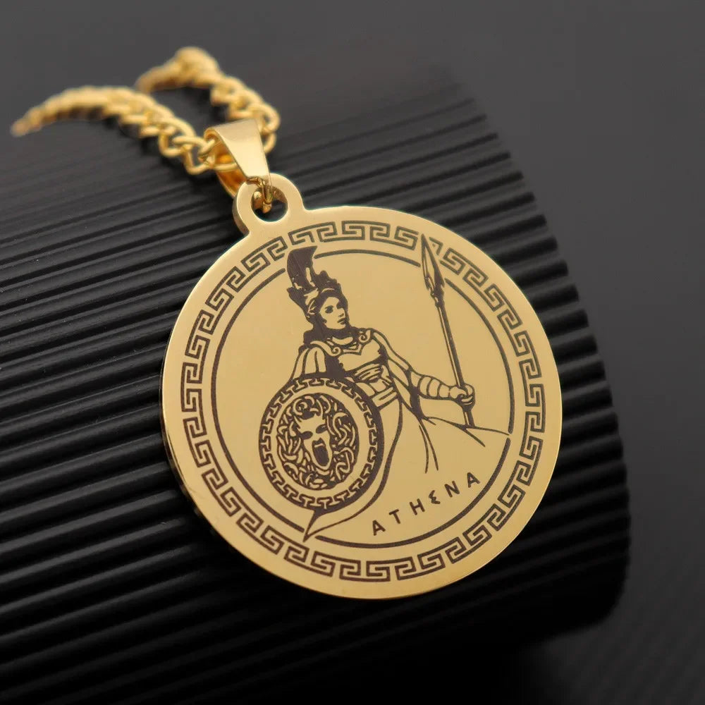 Athena & Medusa Shield Pendant